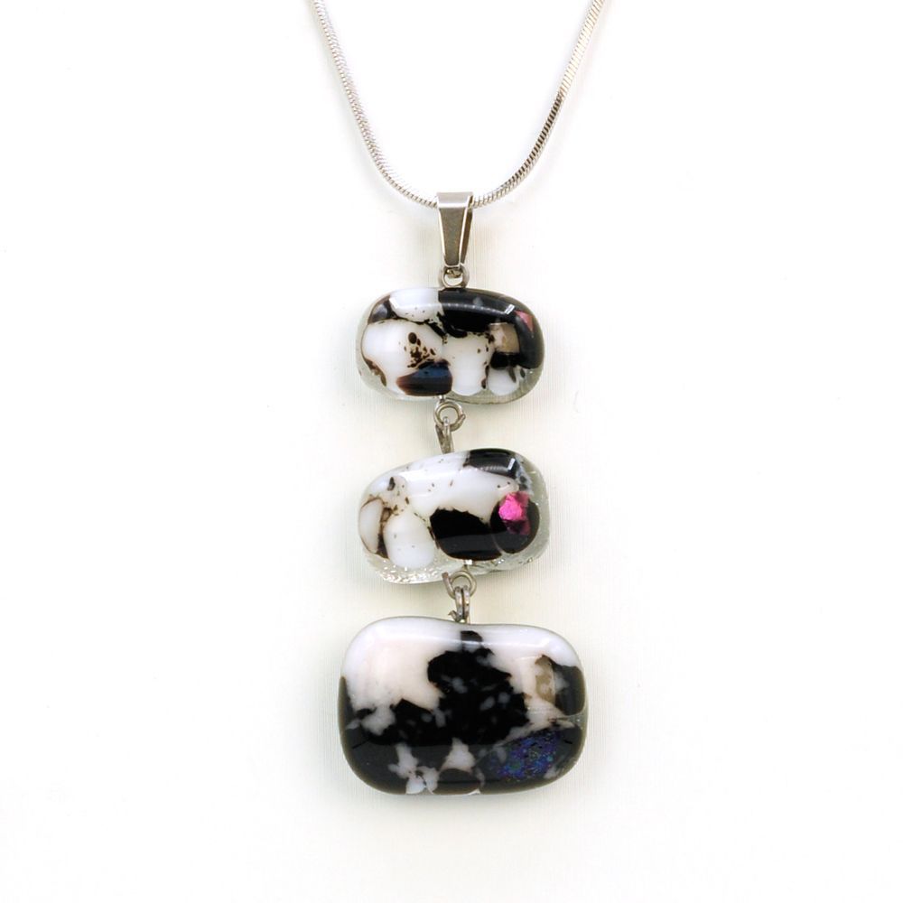 Collier Minérale 3 pièces sur chaîne inox
