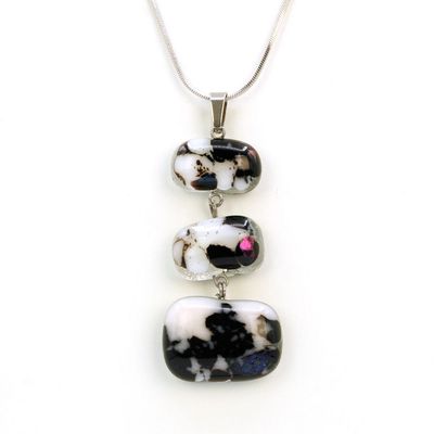 Collier Minérale 3 pièces sur chaîne inox