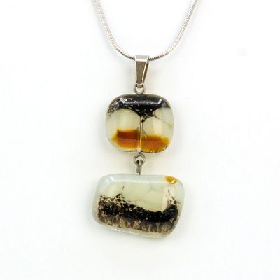 Collier Minérale 2 pièces sur chaîne inox