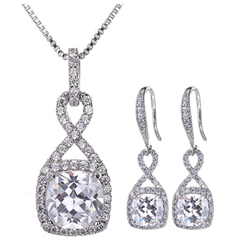 terling silver set with cubic zirconia pendan