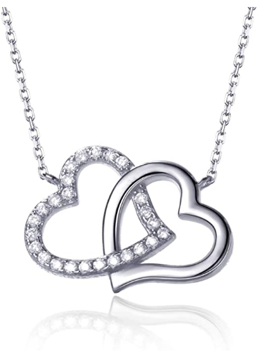 terling silver double heart necklace