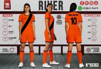 Maillot Orange Fluo et Noir
