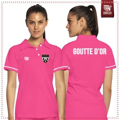 Polo rose et blanc 100% coton femme Goutte d&#39;Or FC