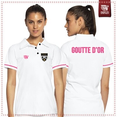 Polo blanc et rose 100% coton femme Goutte d&#39;Or FC