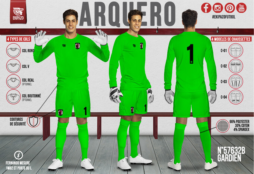 Equipement gardien vert fluo
