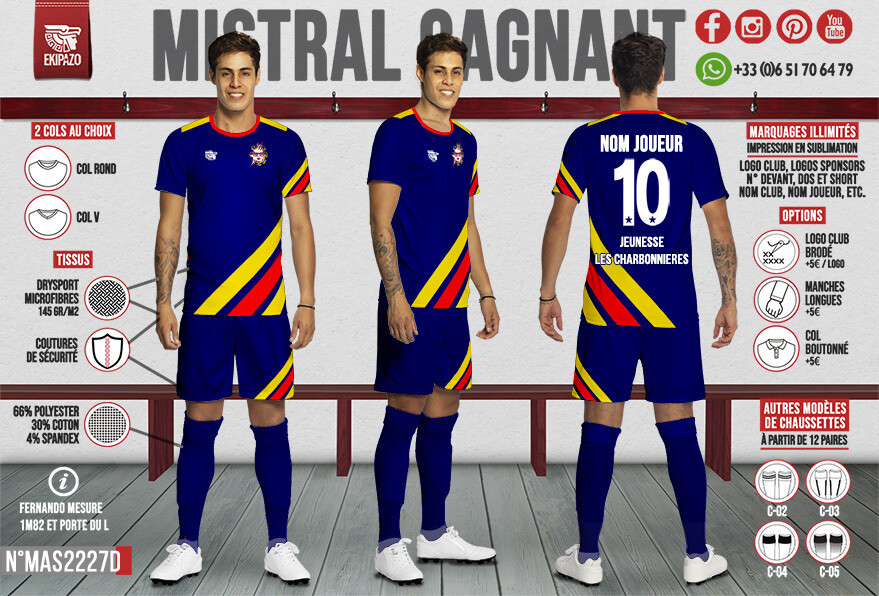 Lot de 14 maillots Jeunesse Les Charbonnières