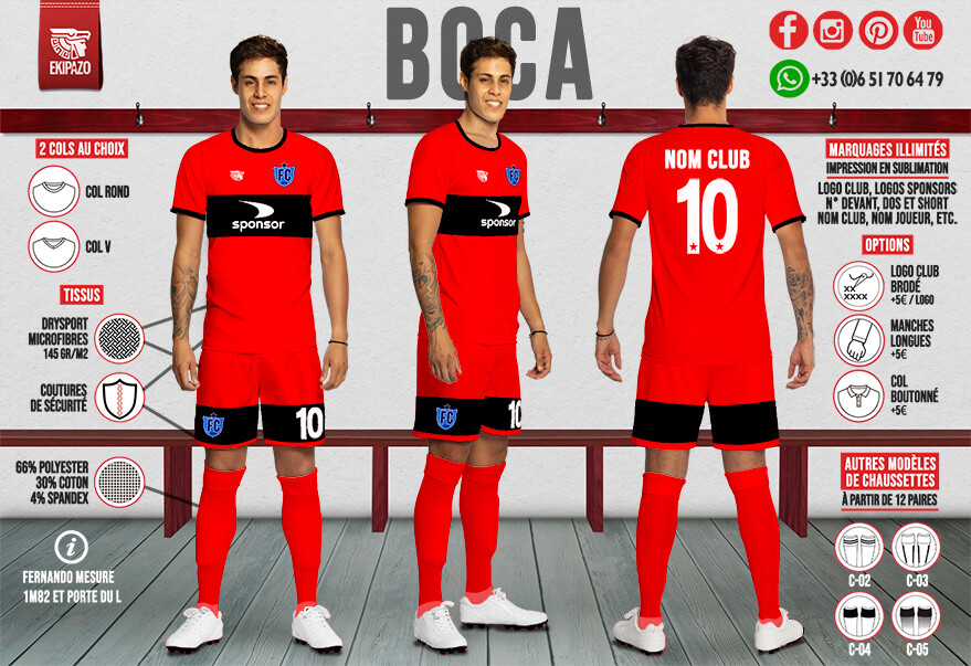 Maillot de Foot Rouge et Noir Boca