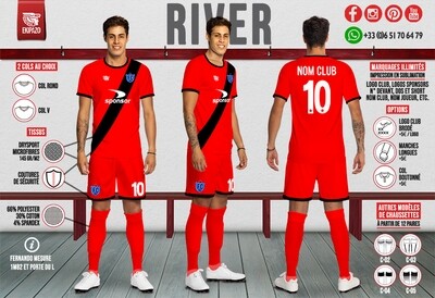 Maillot de Foot Rouge et Noir River