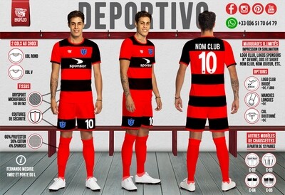 Maillot de Foot Rouge et Noir Deportivo