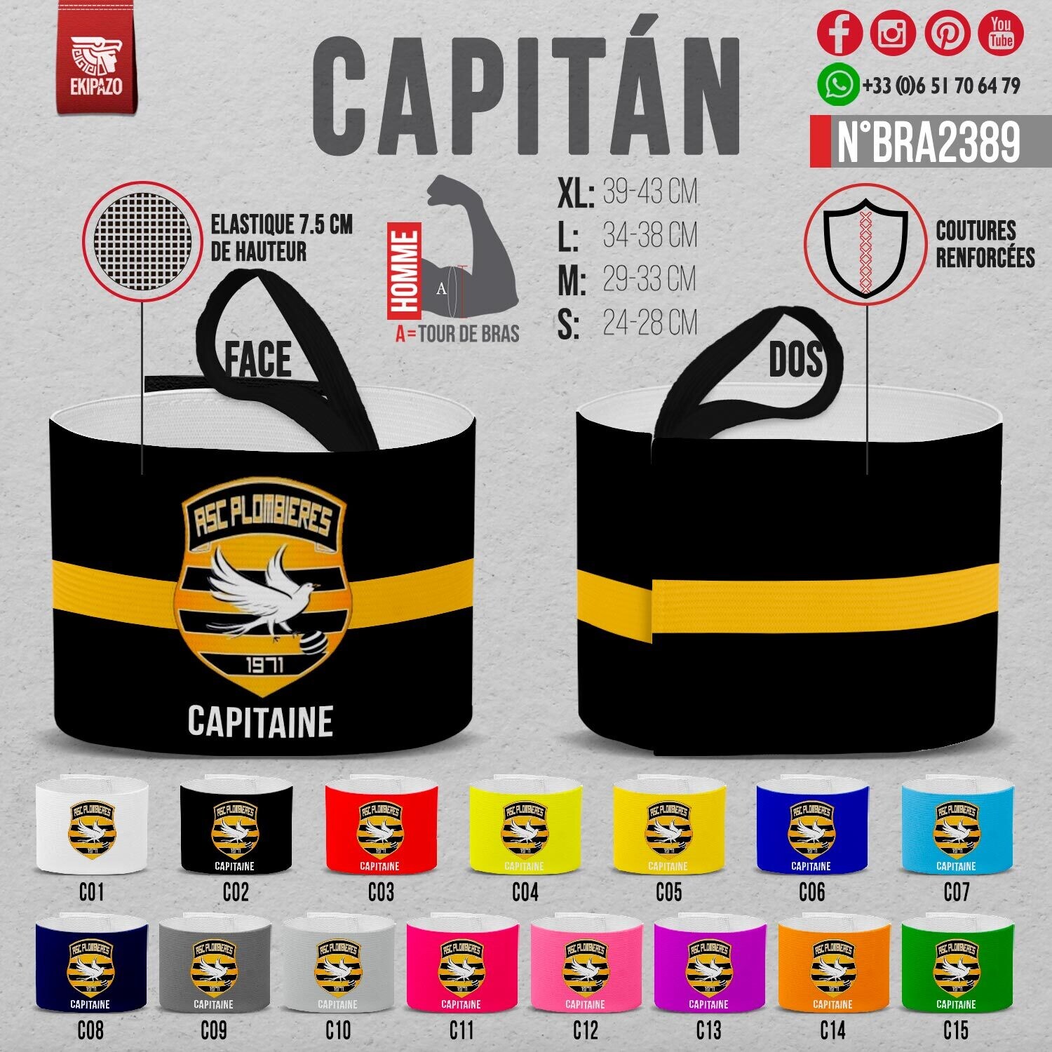 Lot de 2 brassards différents ASC Plombières