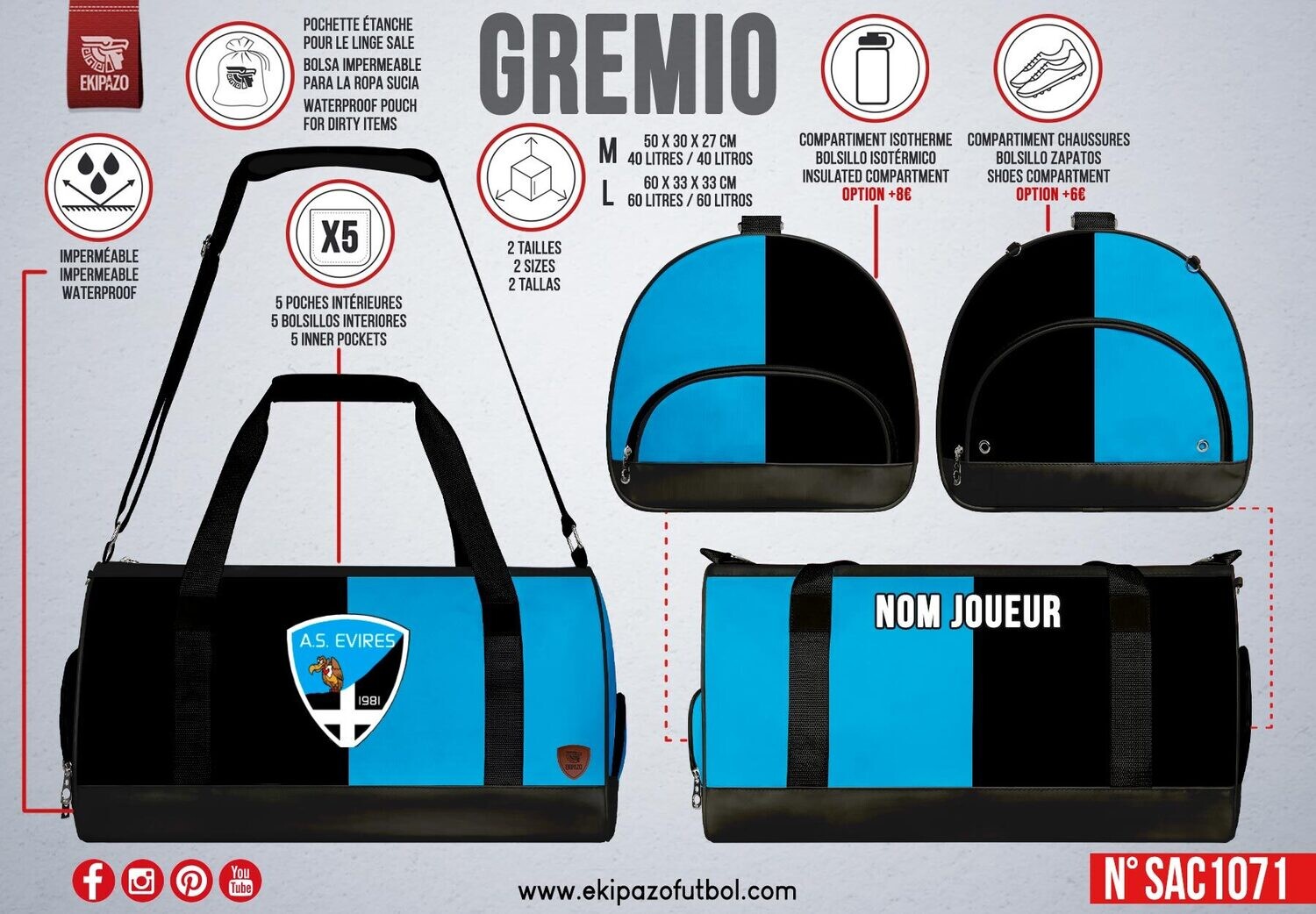 1 Sac taille M avec options