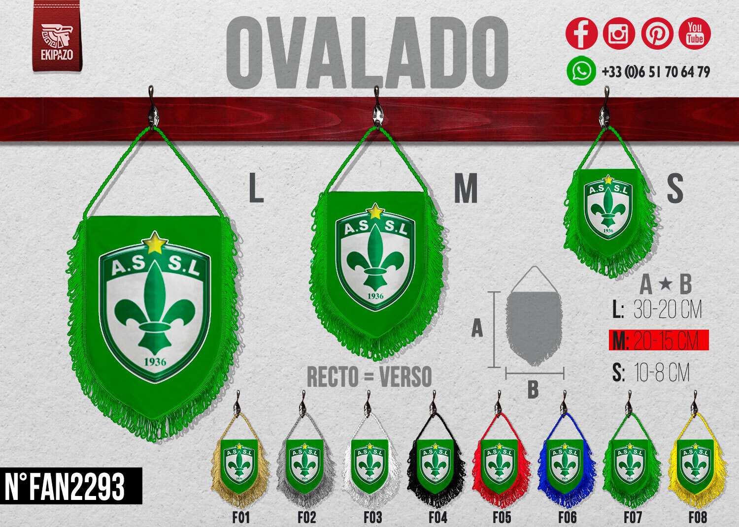 Lot de 3 fanions en 20x15