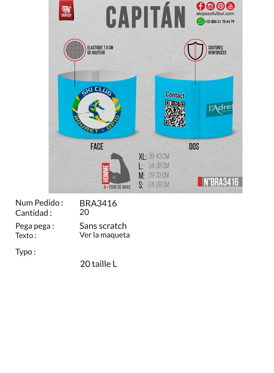 LOT DE 20 BRASSARDS SANS SCRATCH