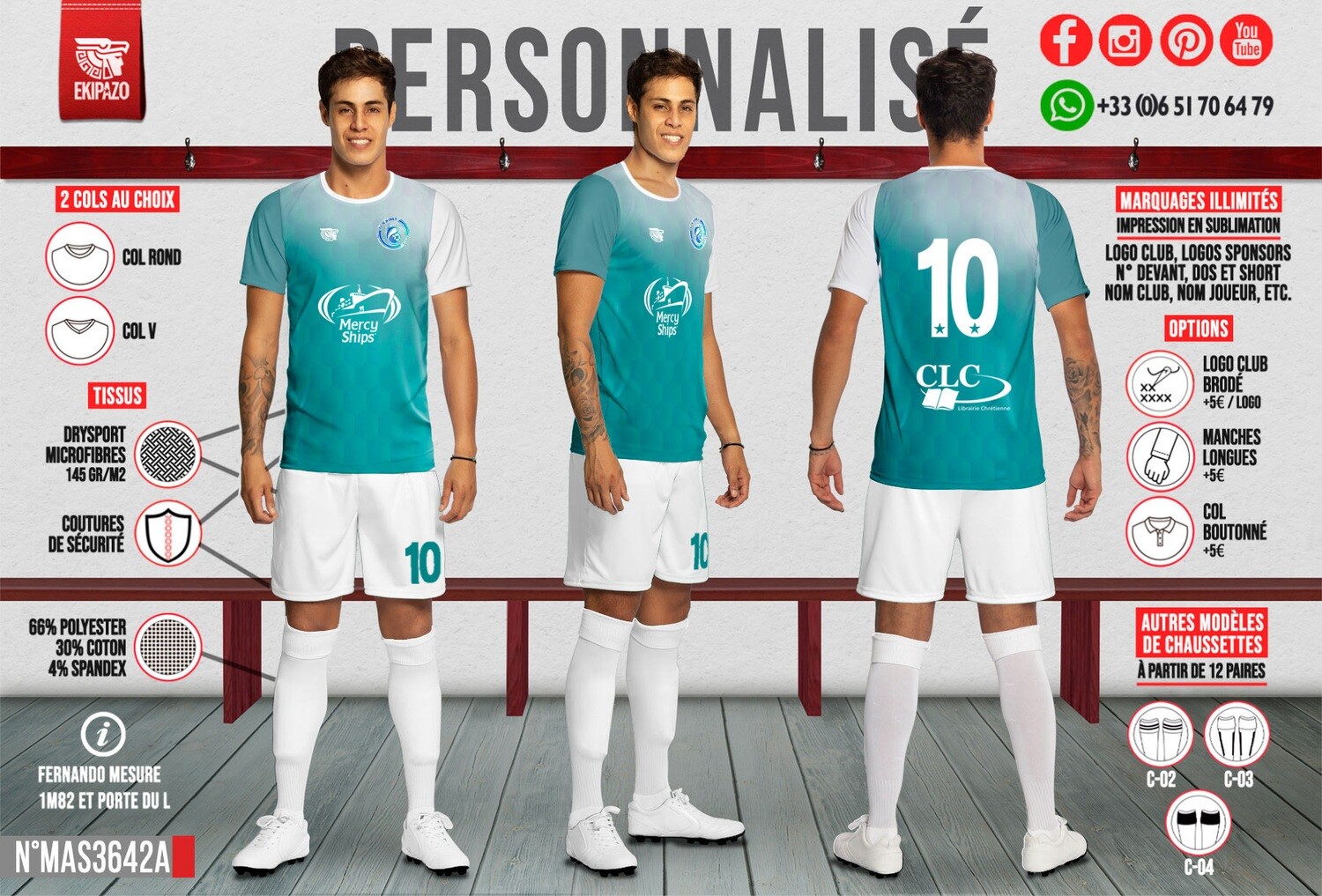 Lot de 14 ensembles maillots shorts + 1 ensemble gardien (solde)