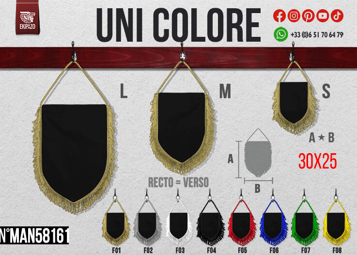 1 fanion en 30x25