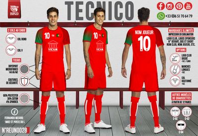 Lot de 16 maillots dont 1 gardien avant 29 Mai à la Reunion
