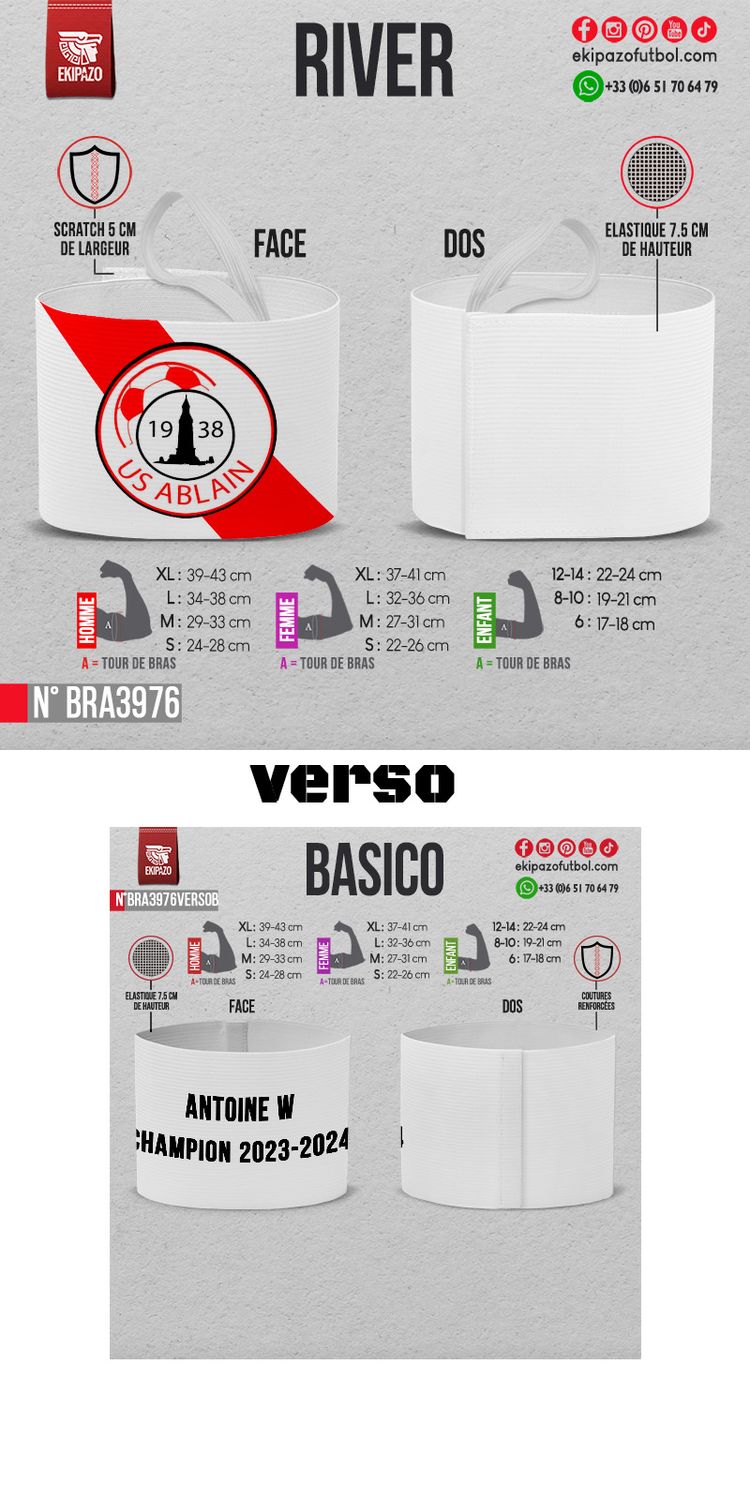 2 brassards recto verso taille L Homme avec scratch