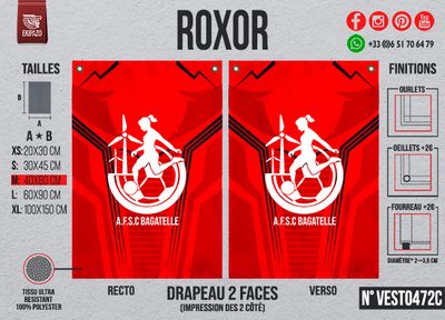 Lot 2 Drapeaux + 2 Fanions + 2 Sacs en tissu