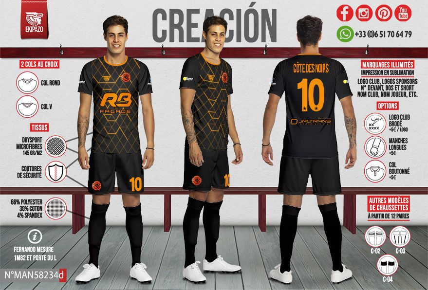 Lot de 8 ensembles maillot+short dont 1 gardien