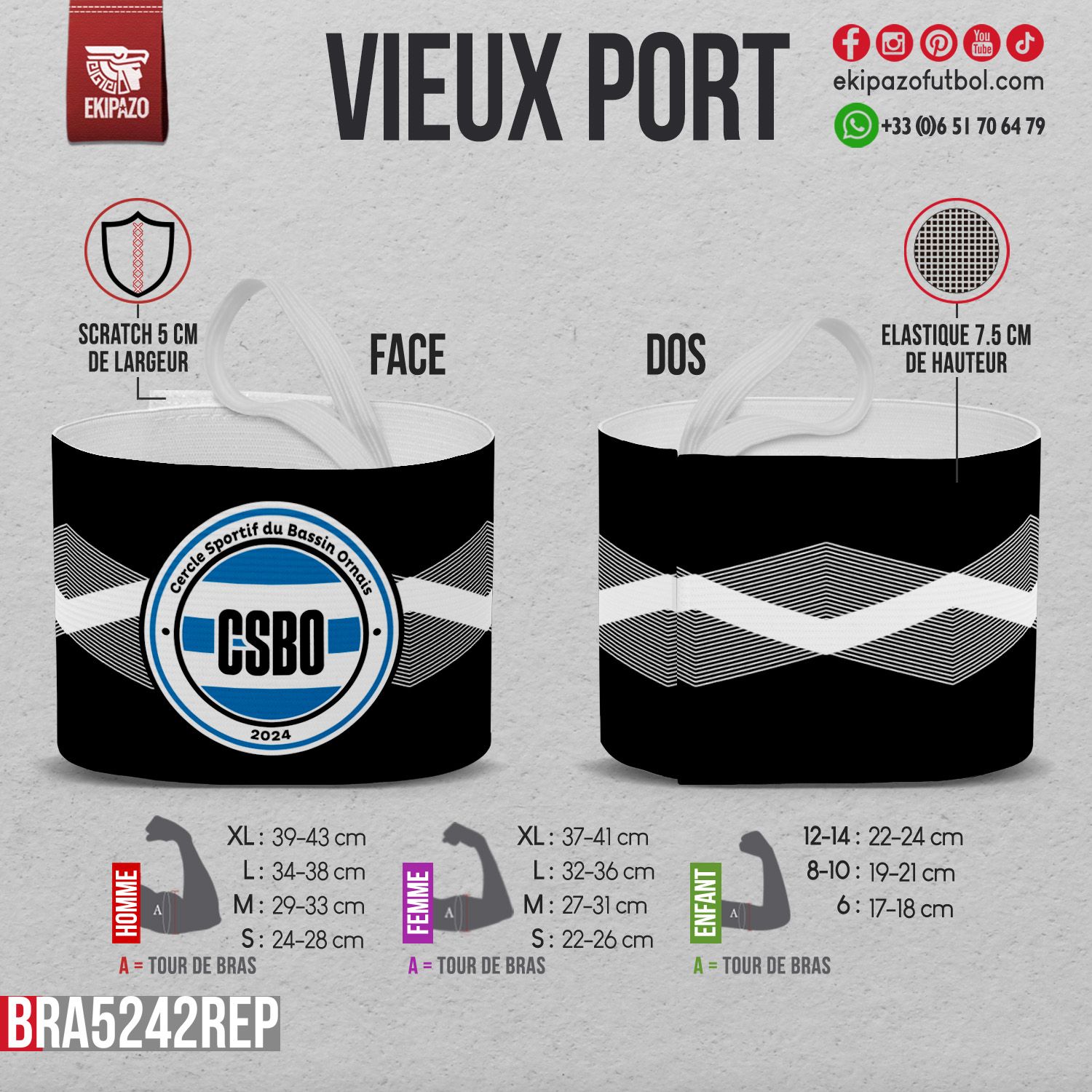 Lot de 8 brassards personnalisés