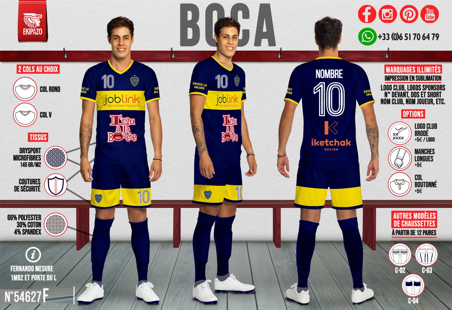Lot de 9 ensembles maillot + short (pas de chaussettes)