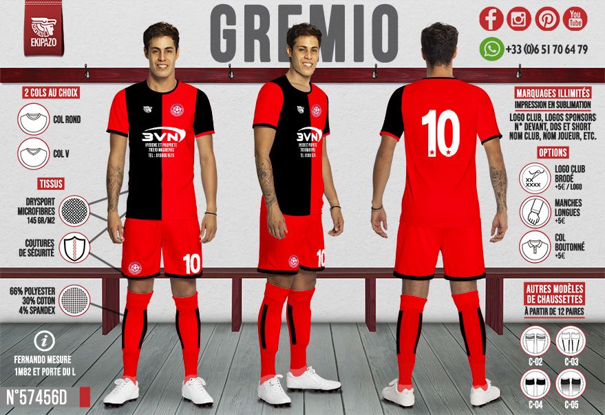 Lot de 2 maillot+short  + 1 maillot manche longue +1 maillot