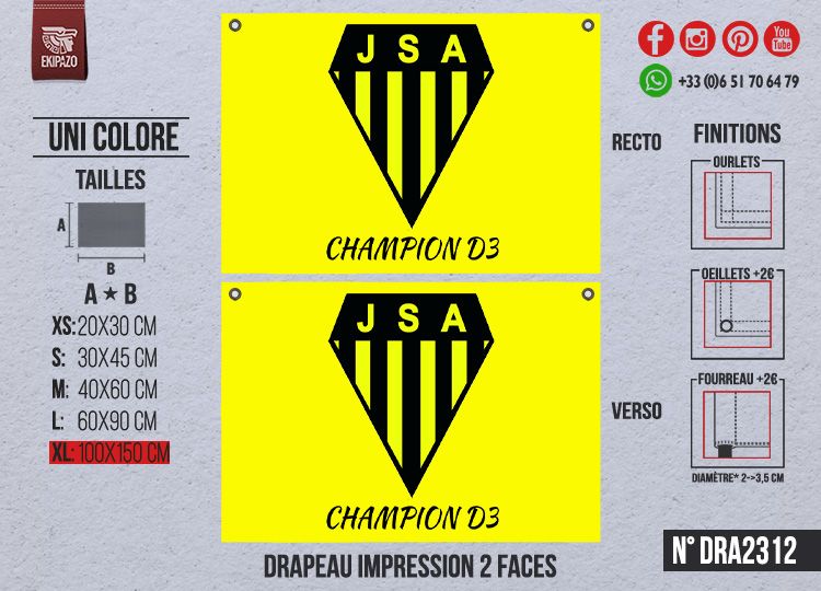 1 drapeau recto verso en XL