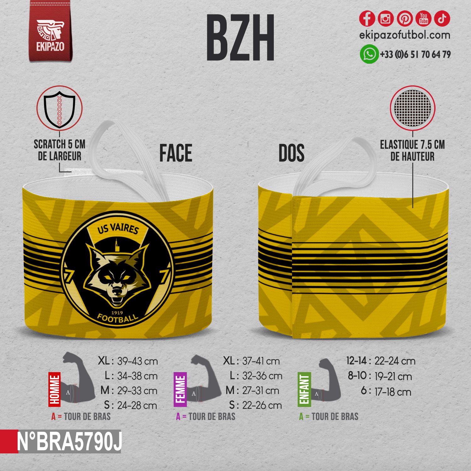 Lot de 5 brassards - 4 design différents