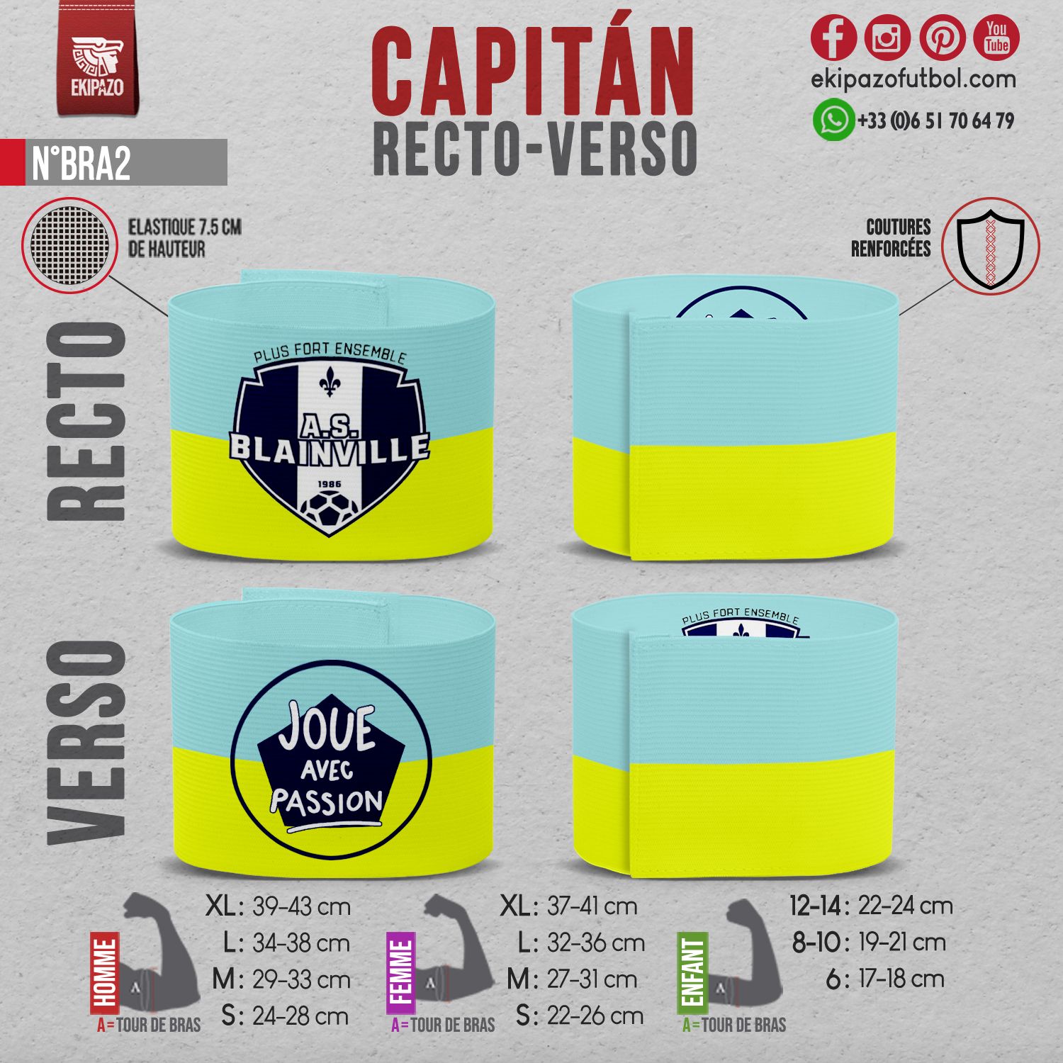 ​Lot de 18 brassards recto verso