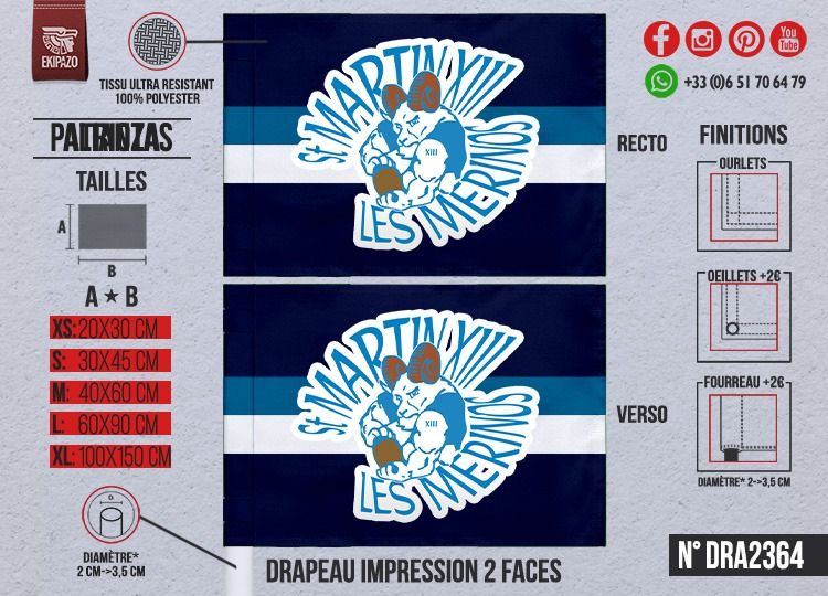 Lot de 2 drapeaux en express