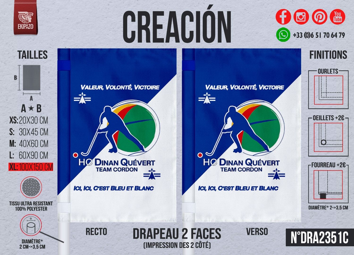 1 Drapeau en XL vertical