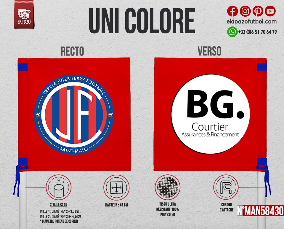 Lot de 4 drapeaux de corner (recto different verso)