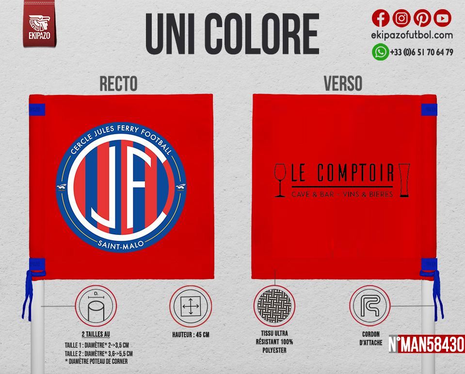 Lot de 4 drapeaux de corner (recto different verso)