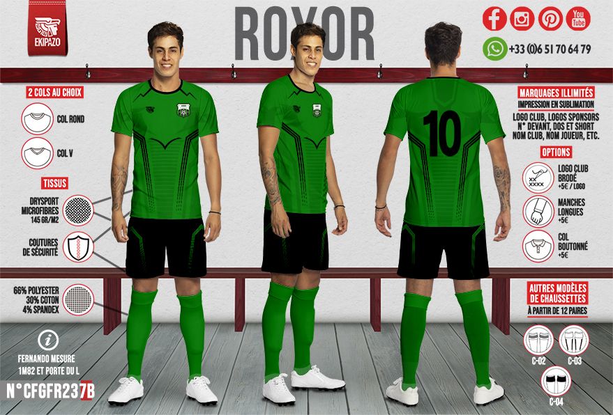 Lot de 19 ensembles maillot + short (sans chaussettes)