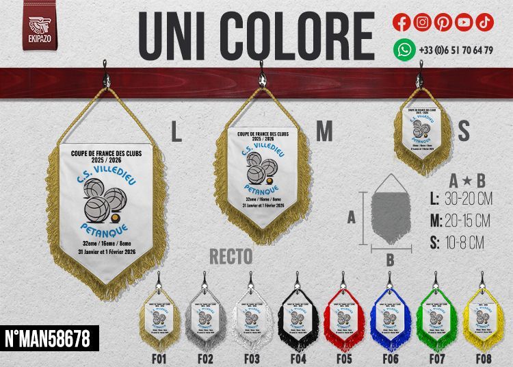 Lot de 15 fanions en taille L Recto