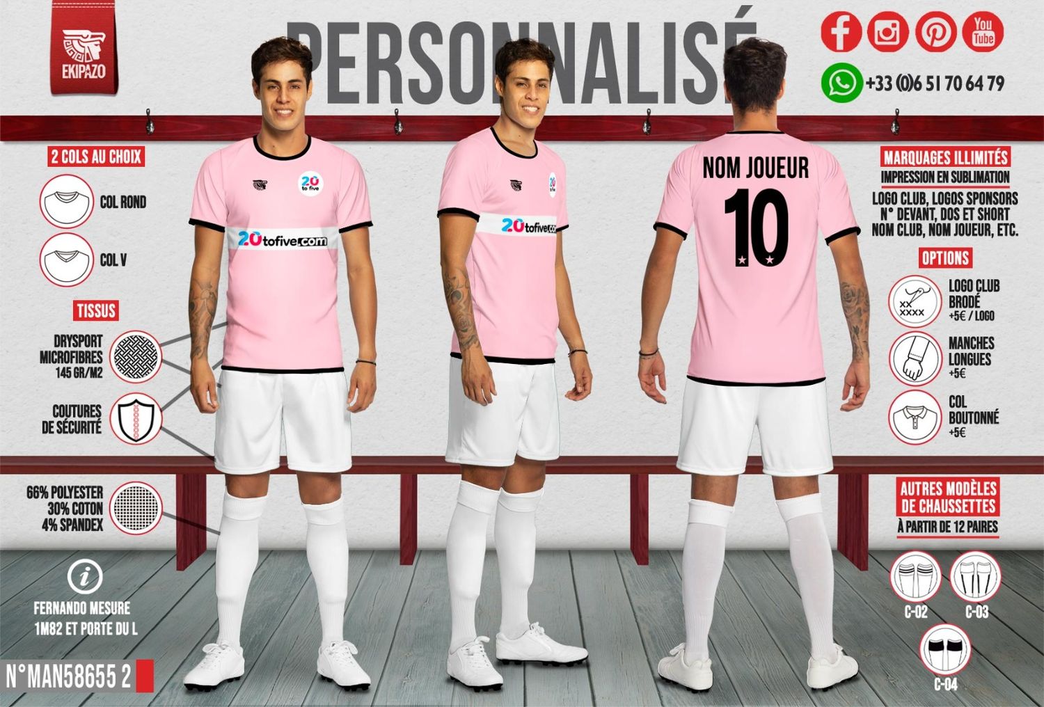 Lot de 3 maillots (2+1)