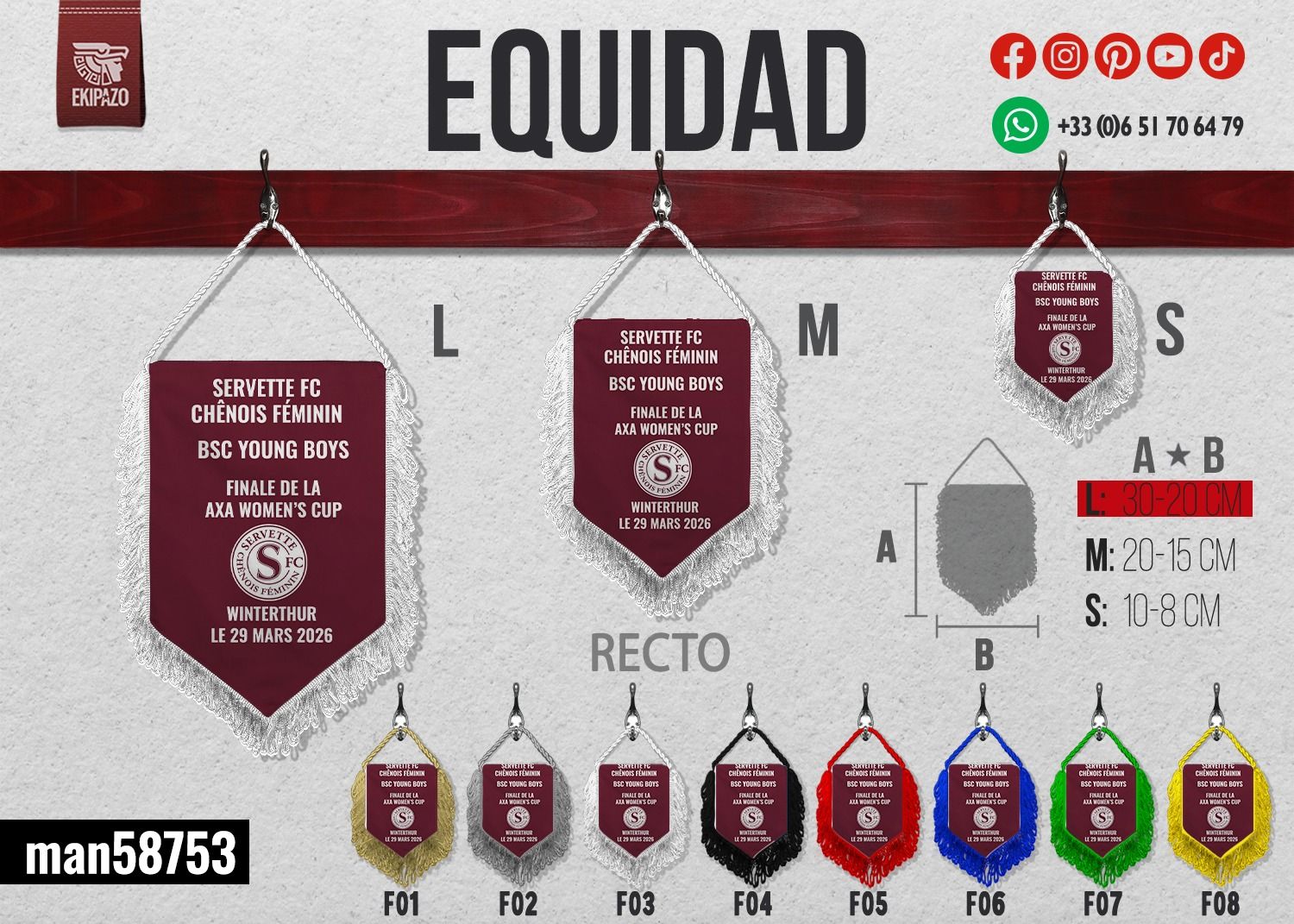 1 fanion avec logo et écriture brodé