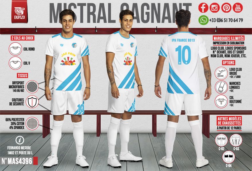 Lot de 2 ensembles maillot short chaussettes + 1 maillot