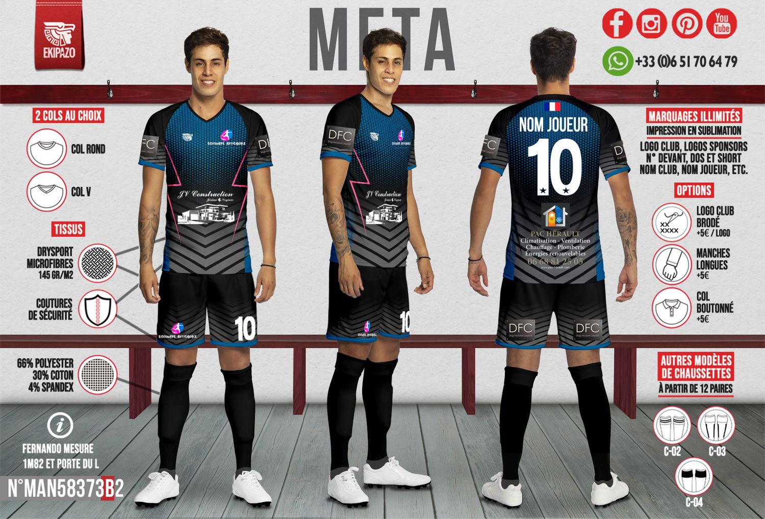 Lot de 4 ensembles (maillot+shorts) PAS DE CHAUSSETTES (livraison 12 Mai dernier délai)