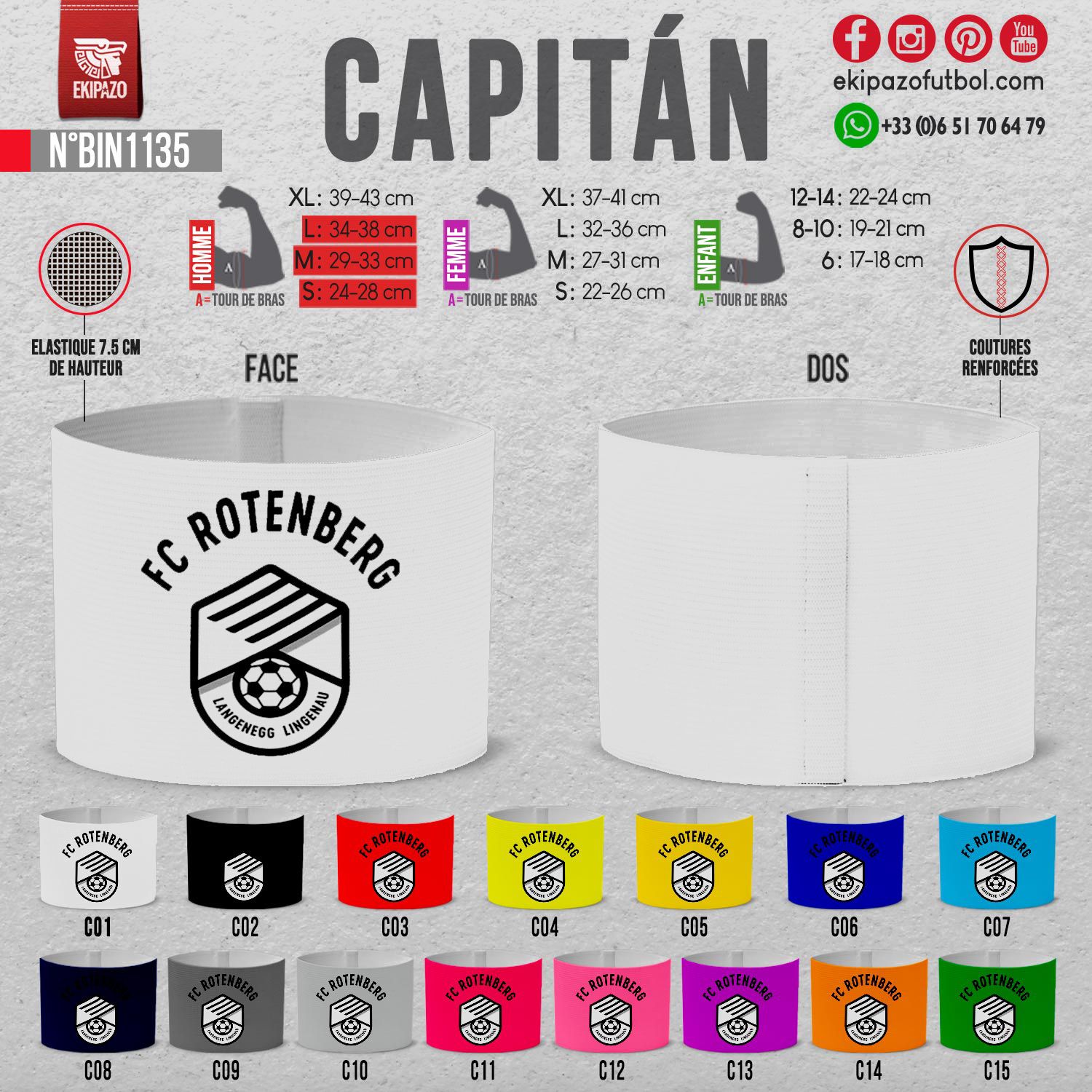 Set mit 6 personalisierten Kapitänsbinde