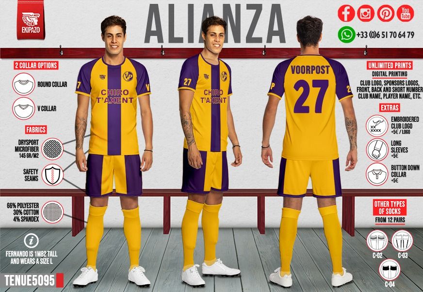 Set van 8 gepersonaliseerde shirts (met geborduurd logo)
