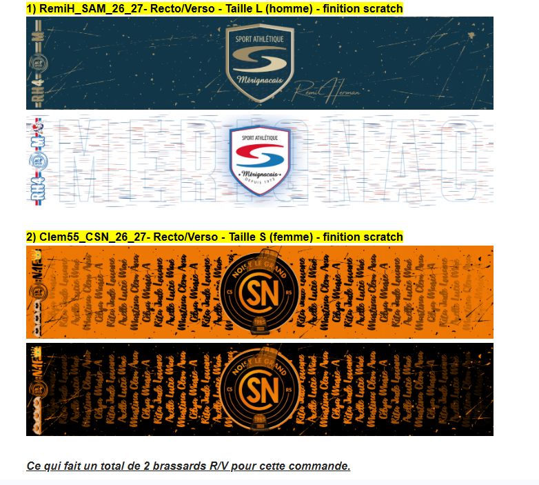 2 brassards recto verso avec scratch