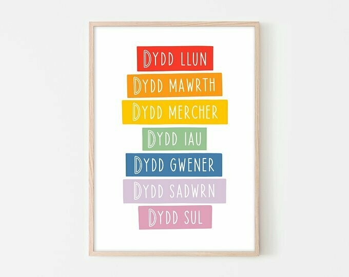 Print Dyddiau'r Wythnos