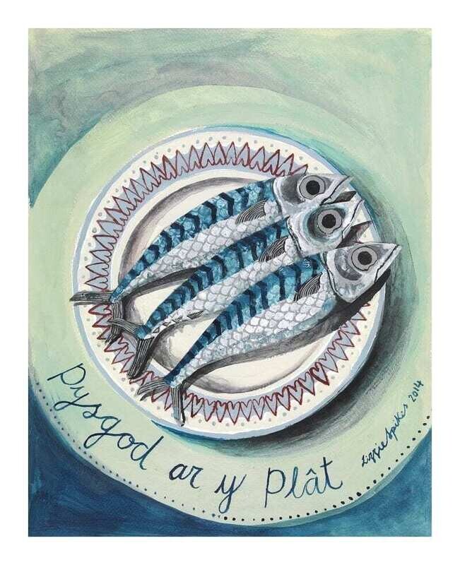 Poster Pysgod Ar Y Plât