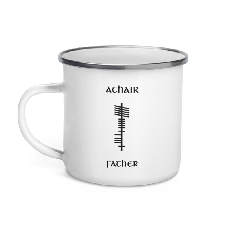 Ogham Enamel Mug "Athair–Father"
