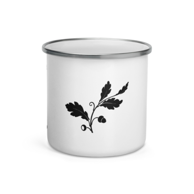 Ogham Enamel Mug "Draoi–Druid" + Oak Leaves