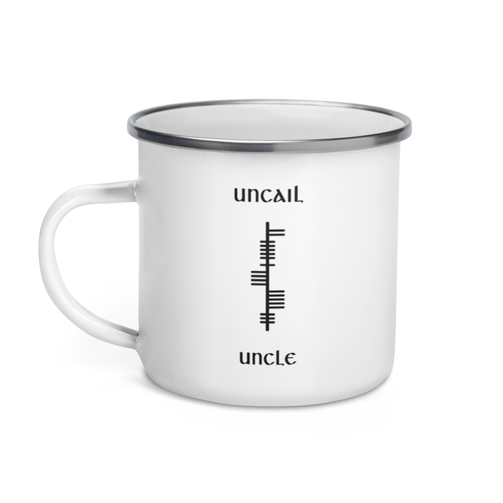 Ogham Enamel Mug "Uncail–Uncle"
