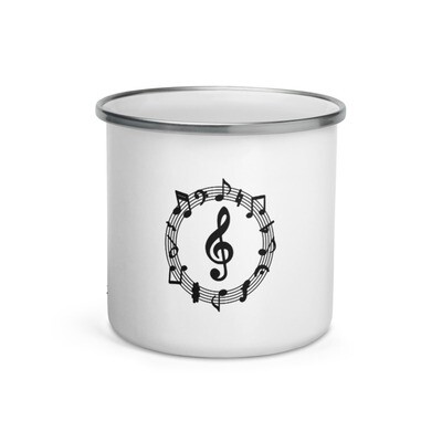Ogham Enamel Mug "Ceol–Music" + Music Notes Symbols