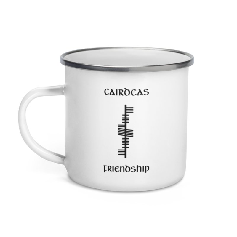 Ogham Enamel Mug "Cairdeas–Friendship"
