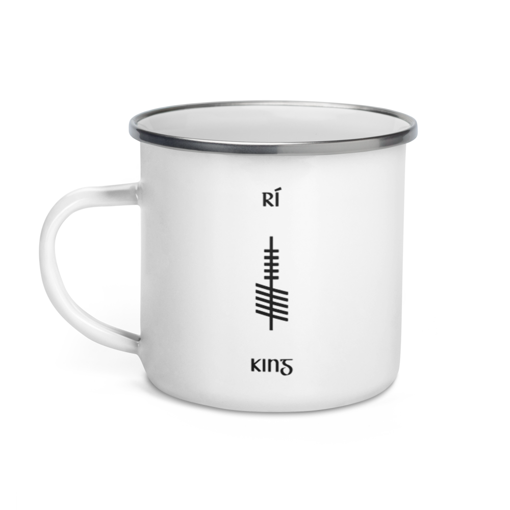 Ogham Enamel Mug "Rí–King"